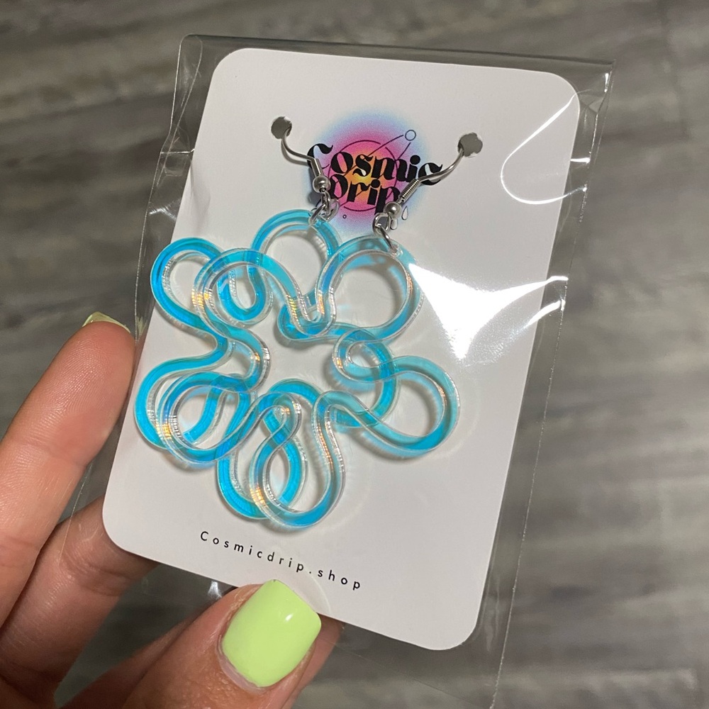 Festival Earrings | Rave Accessories | Iridescent| Flowers